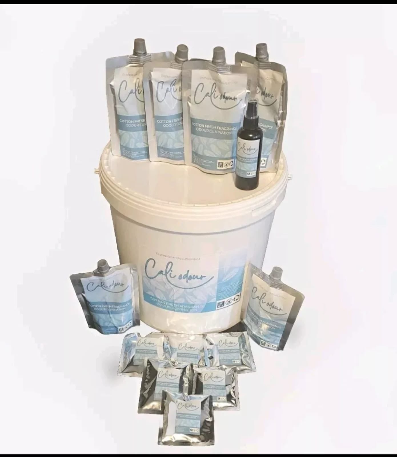 Cali Odour Cotton Fragrance 16L Gel Bucket and 100ml Spray Freshener